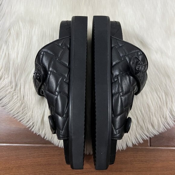 Kurt Geiger Men's Size 43.5 / US 10.5 Black Leather Quilted Orson Slide Sandals - Picture 5 of 13
